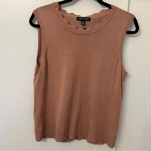 Cable & Gauge Women’s Pink Scallop Knit Sleeveless Sweater Size L